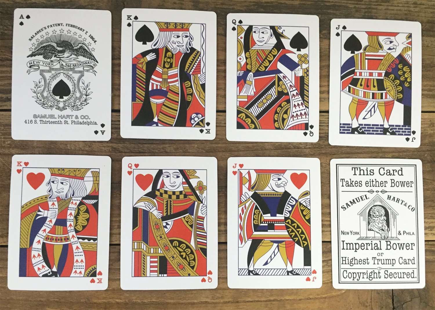 1864 Saladee's Replica Playing Cards Standard Deck Hart's Linen Eagle Deck - Image 3