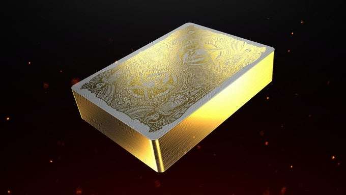 666 Greedy Gold & Skeletal Silver Gilded Playing Cards 2 Deck Set - Image 8