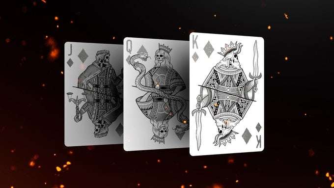 666 Greedy Gold & Skeletal Silver Playing Cards 2 Deck Set - Image 2