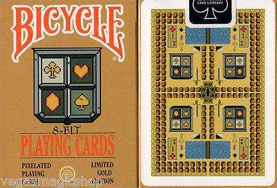 8-Bit Gold Pixelated Bicycle Playing Cards Deck