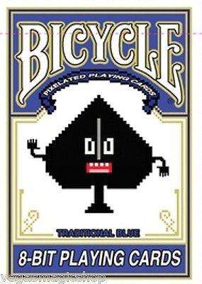 8-Bit Traditional Blue Pixelated Bicycle Playing Cards Deck - Image 2