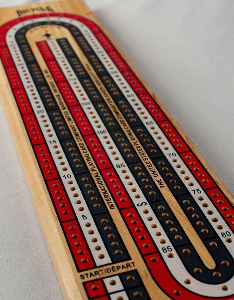 Bicycle 3-Track Color Coded Wooden Cribbage Board - Image 3