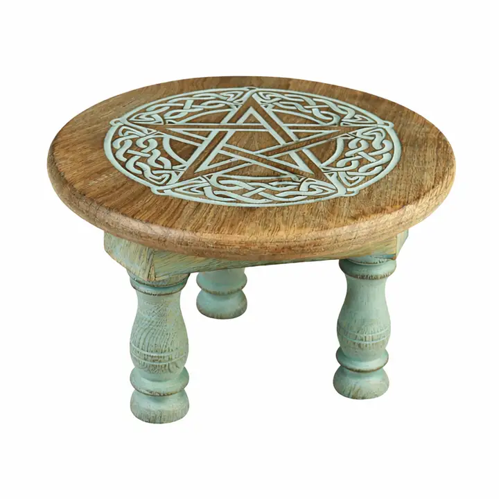 Celtic Pentacle Wooden Altar Stool (6x4)
