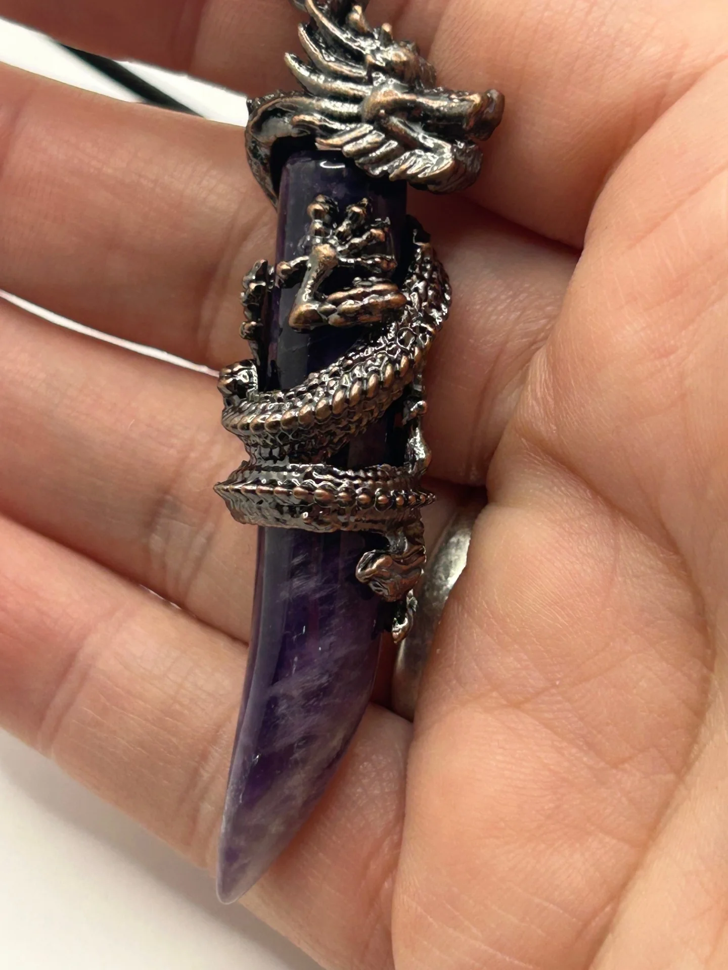 Dragon Pendant Necklace in Amethyst - Image 2