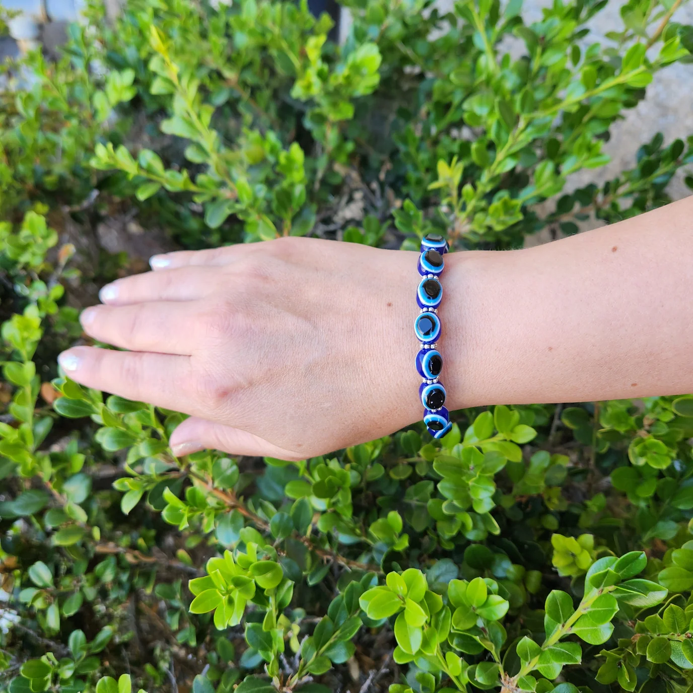 Evil Eye Blue Beaded Bracelet - Image 3