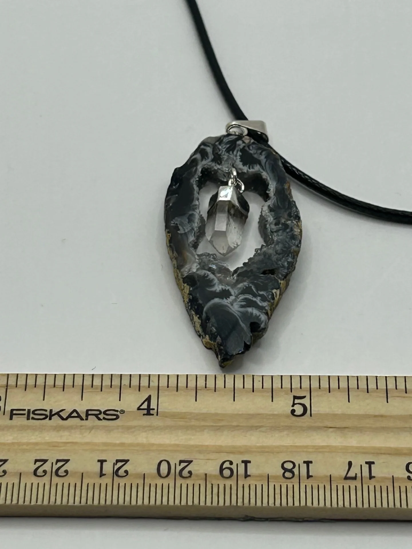 Geode Agate Necklace with Clear Quartz - Image 4