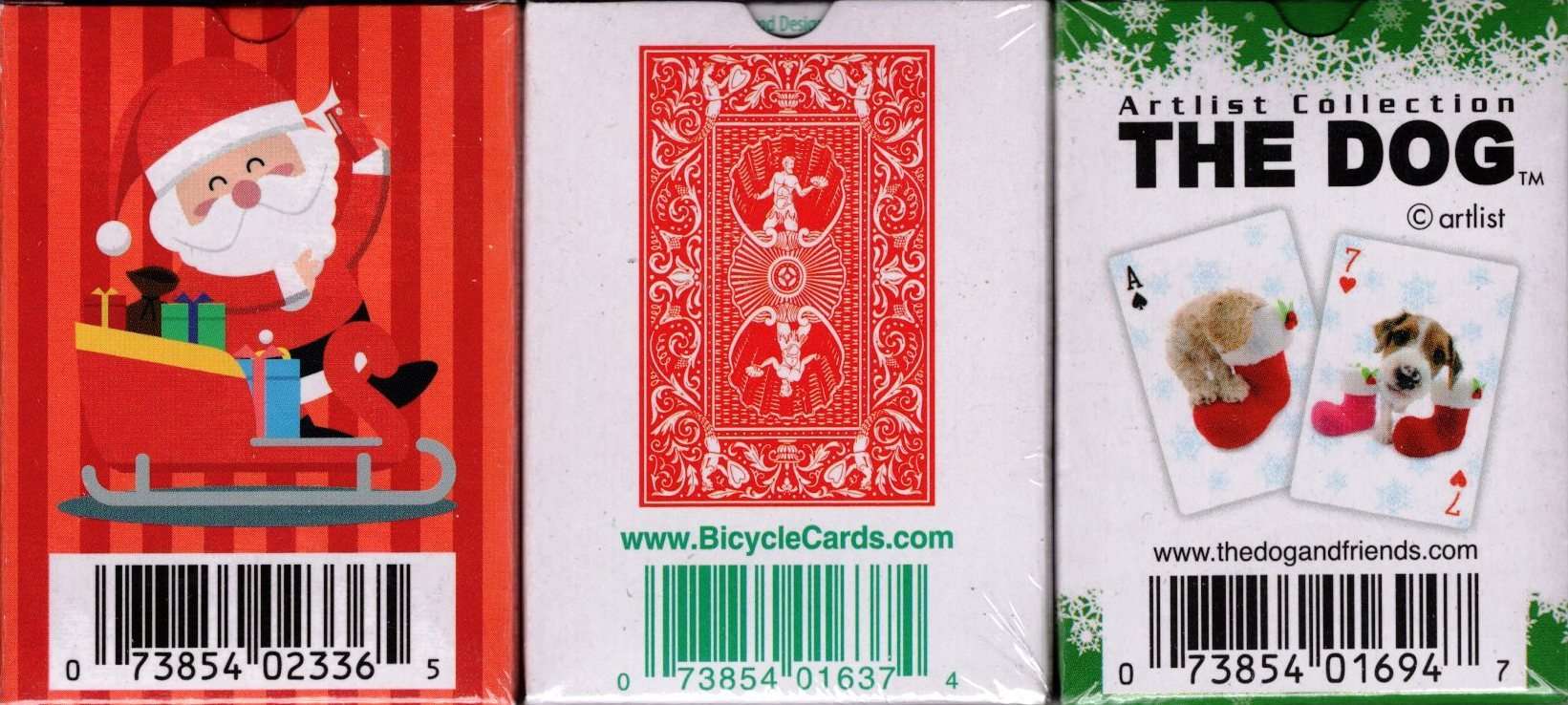 Hoyle Dog Santa 3 Deck Set Mini Holiday Playing Cards - Image 2