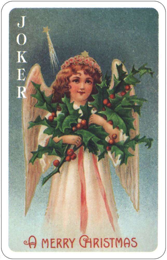 Old Time Christmas Angels Deluxe 2 Deck Bridge Set In Tin USGS - Image 4