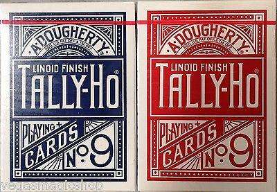 Tally-Ho Fan Back 2 Deck Set Blue & Red Playing Cards