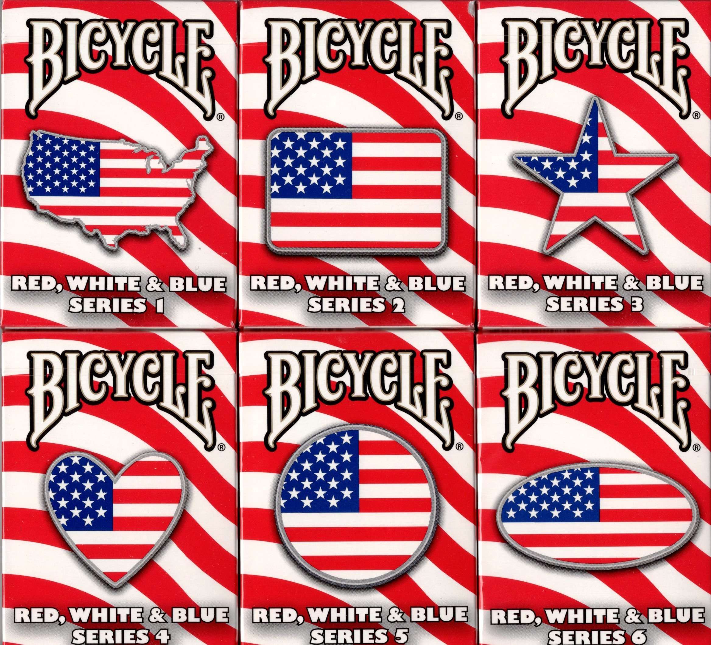 USA Red, White & Blue Series Bicycle Playing Cards 6 Deck Set